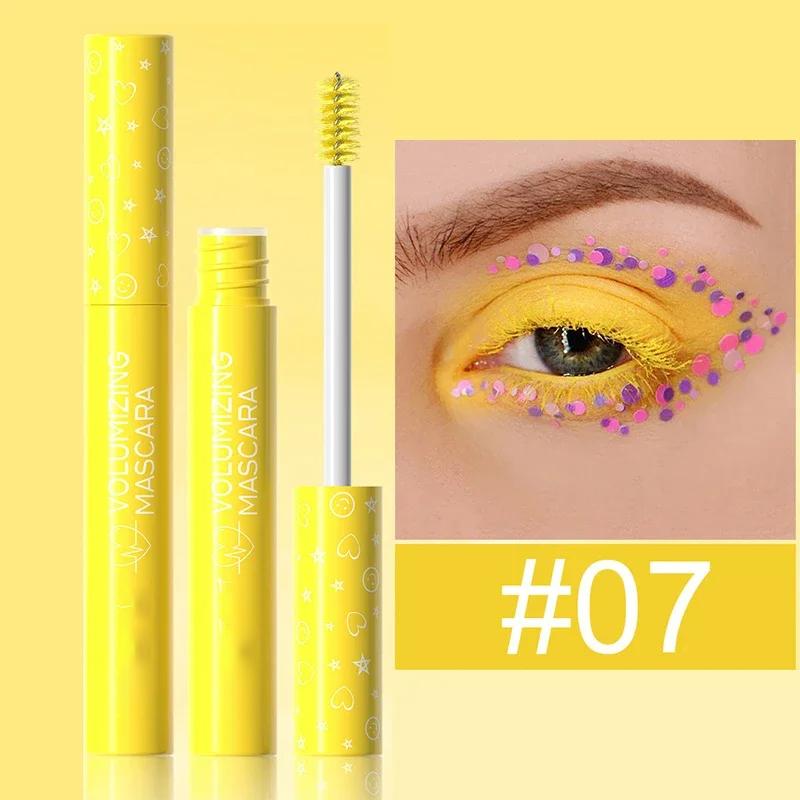 8 Kolorów Podkręcający Tusz do Rzęs Makijaż Sceniczny Wodoodporny Zielony Tusz Kremowy Niebieski Fioletowy Podkręcający Wydłużający Szybkoschnący Przedłużanie Rzęs