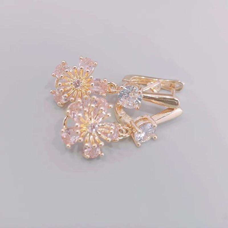 Boucles d'oreilles en forme de fleur pour femmes, nouveauté 2023, couleur or, cristal, zircon, pendantes, accessoires de fête tendance