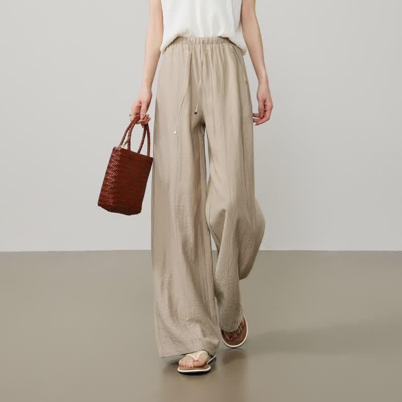 ESE-Y Women s Linen Blend High-Waist Wide-Leg Pants 26S
