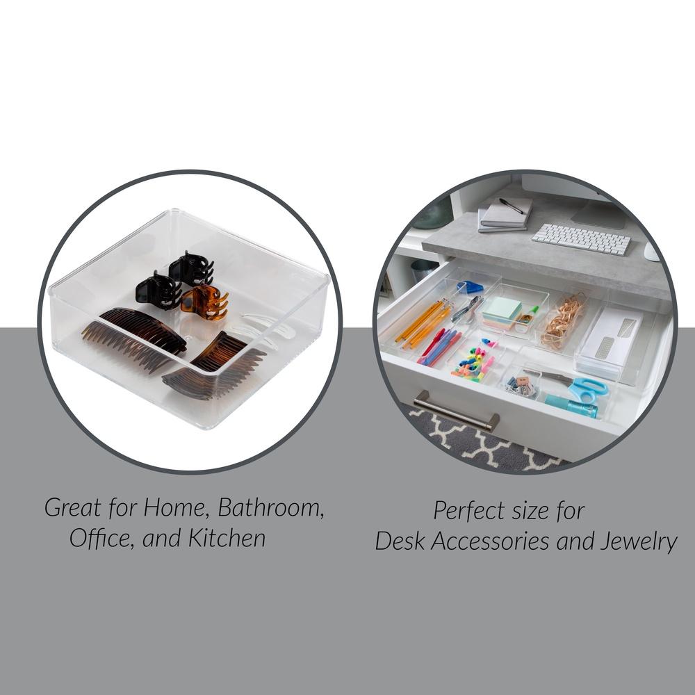 Large Square Drawer Organizer Clear Multipurpose Storage Bin Bathroom Vanity Desk Accessories Jewelry Office Home Essentials