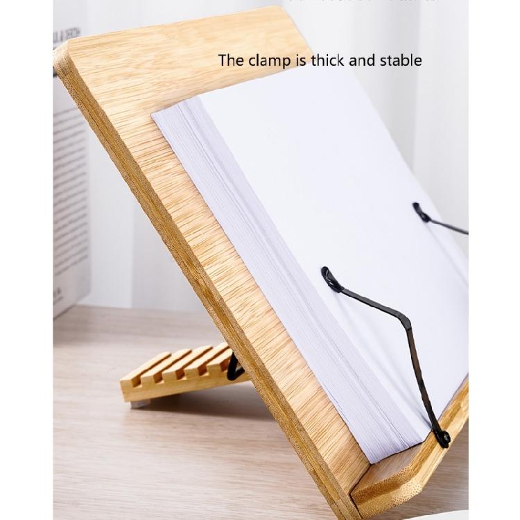 Wood Textbook Book Stand 6 Angles Adjustable Book Holder with Metal Page Clips for Music Scores Cook Recipe Tablet