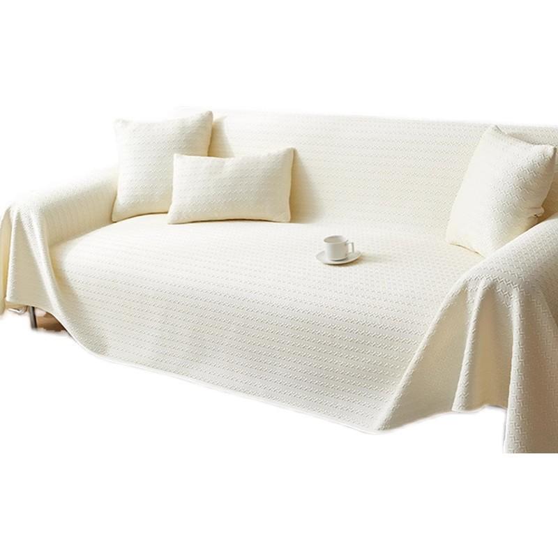 New Sofa Cover Summer Ice Silk Cooling Sensation Solid Color One-Piece Design Anti-Slip Full-Cover Sofa Throw Home Decor