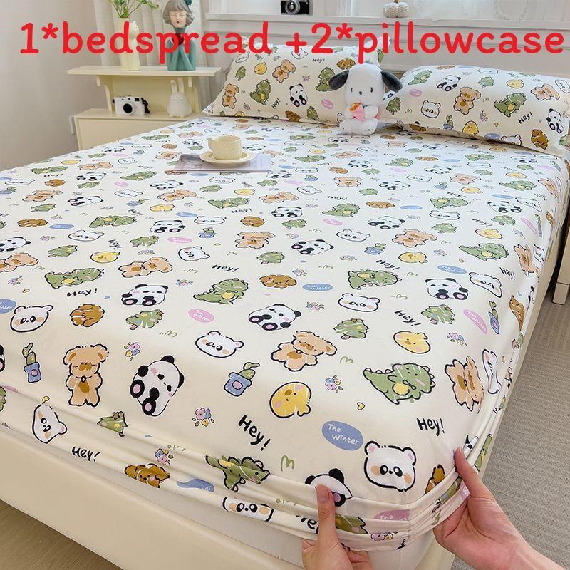 Dinosaur Dog Flower Bear Print Bedspread Set Cartoon Mattress Cover Protective