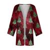 Women's Casual Fashion Christmas Print Lightweight Medium Length Jacket Cardigan