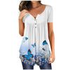 Women's Summer Short Sleeve Round  Neck Top Floral Butterfly Print Top