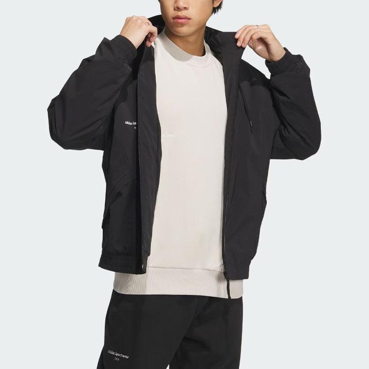 Adidas سترة رياضية بغطاء رأس للرجال، لون أسود IP4980