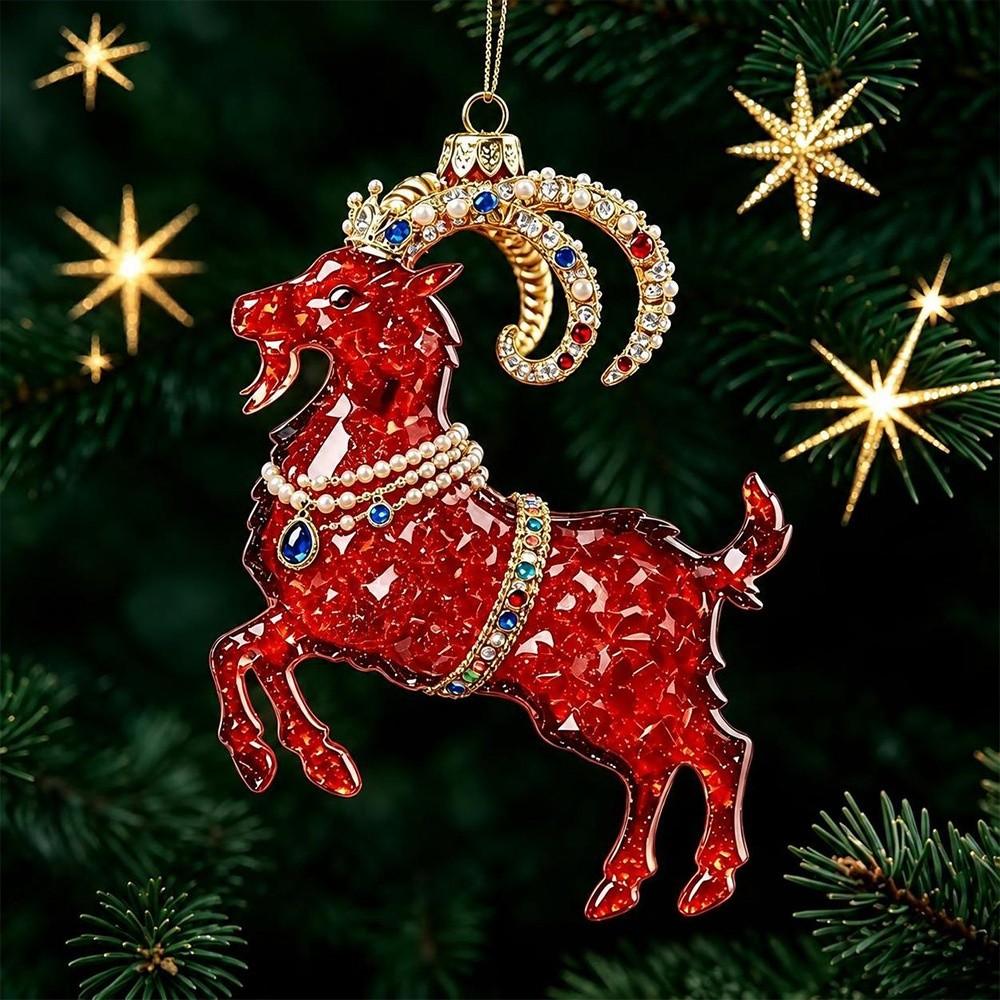 Shining Goat Hanging Ornament Set 2D Flat Christmas Tree Ornament New Goat Pendant Bag Charms