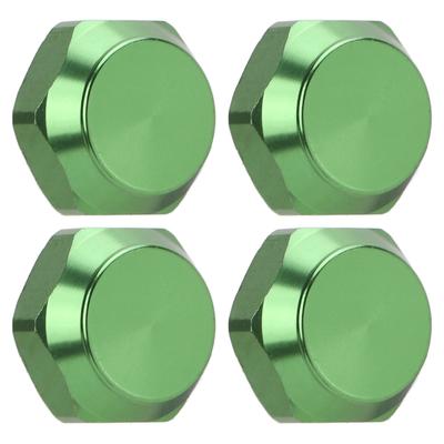 4Pcs 17mm Hex Wheel Nut Aluminum Alloy Dustproof Mount Caps for 1 8 RC Car Upgrade AccessoriesGreen