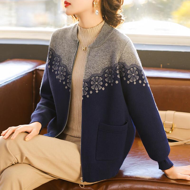 

Вязаная бейсбольная куртка для женщин среднего возраста L