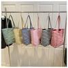 Commute Cloth Shoulder Bag Striped Handbag Leisure Stripe Canvas Bag  Girls