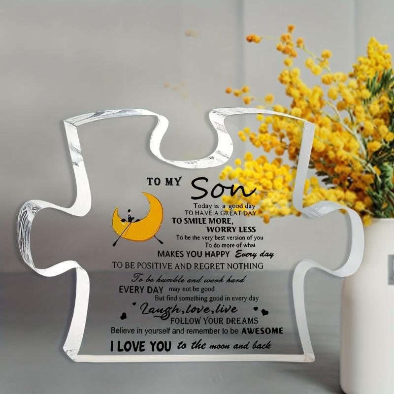 2D Flat, "To My Son" Acrylic Desk Decor Plaque, Floral Design & Butterflies Suitable for Wall Decoration, Porch, Room, Villa, Accents Home, Hallway, o