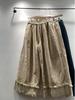 Autumn/Winter Mori Girl Style Women's Corduroy Wide-Leg Pants with Elastic Waistband and Lace Hem