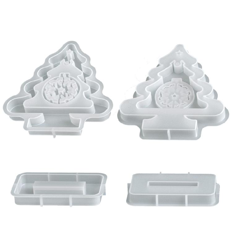 Silicone Snowflake Tree Christmas Molds Heat Resistant Easy Demolding For Handmade Candle Soap Holiday Decoration Baking