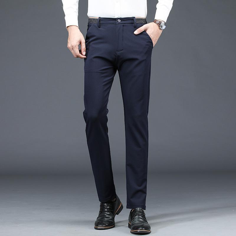 

2024 Летние тонкие эластичные повседневные брюки для джентльмена, мужские узкие прямые брюки в стиле вестерн 38 синий