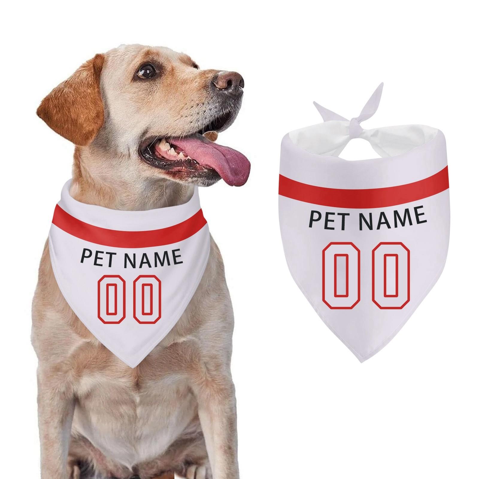 

Персонализированная бандана для собаки с именем и номером, на заказ, бандана для питомца, шарф для щенка, маленькой, средней собаки, кошки One Size белый