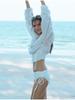 Aiemkeulleeo Shirred Crop Windbreaker White