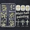 Minimalist Cross Nail Alloy Charms 30Pcs Box White K Diamond Metal Nail Accessories for DIY Nail Art Design