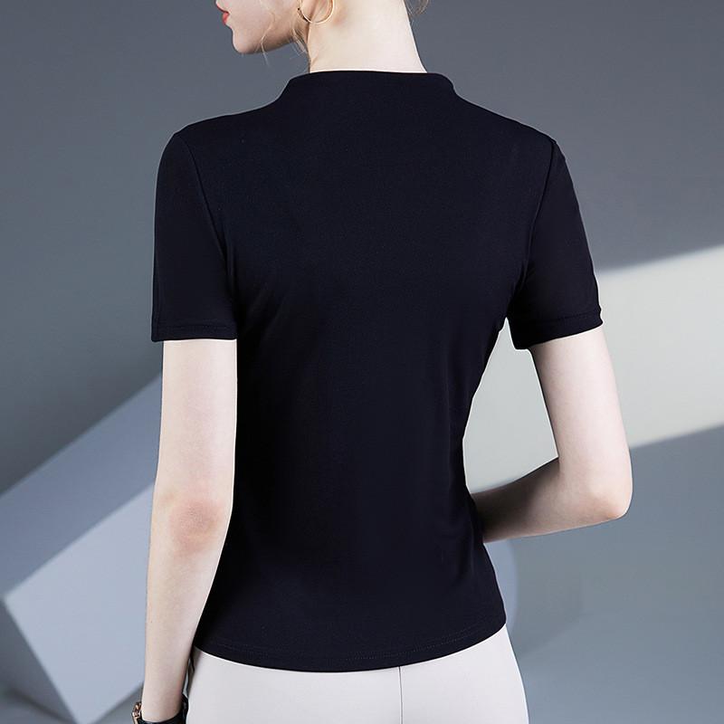 Fashion Mesh T Shirt With Rhinestone Embellishments For Summer Casual Womens Style