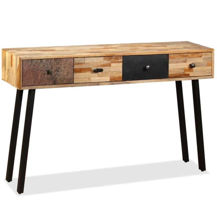 VidaXL Table console Teck massif de récupération 120 x 30 x 76 cm