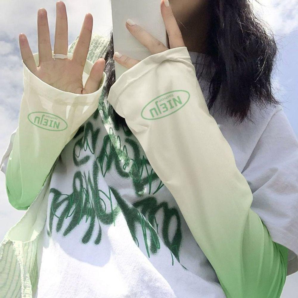 1pair Loose Fit Sun Protection Sleeve Ice Silk Arm Sleeves New Trumpet Sleeve Summer