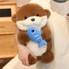 35cm Otter Plush Toy Soft Holding Fish Otter Doll Pillow Creative Otter Stuffed Animal Toy Birthday Gift For Kid Room Decor