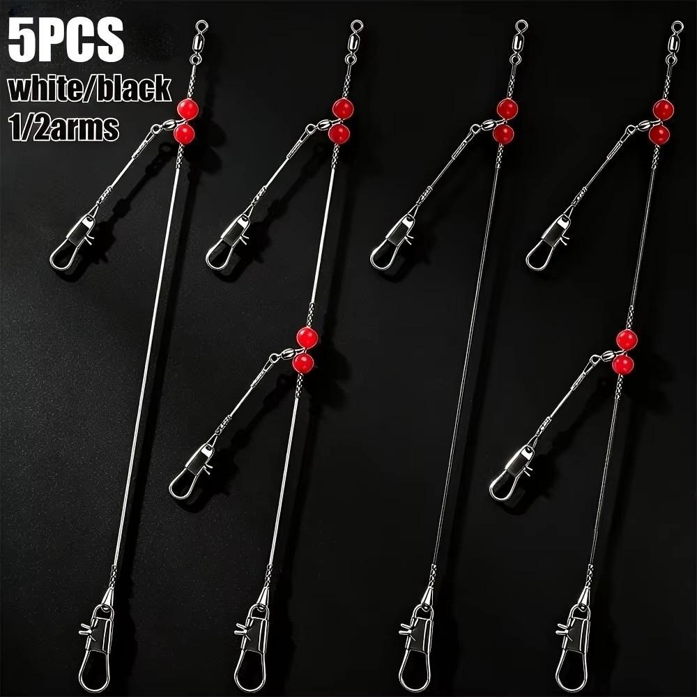 1-Arm Steel Wire Traces 2-Arm Anti-Bite Leaders Fishing Leader Rigs Saltwater Sea Fishing