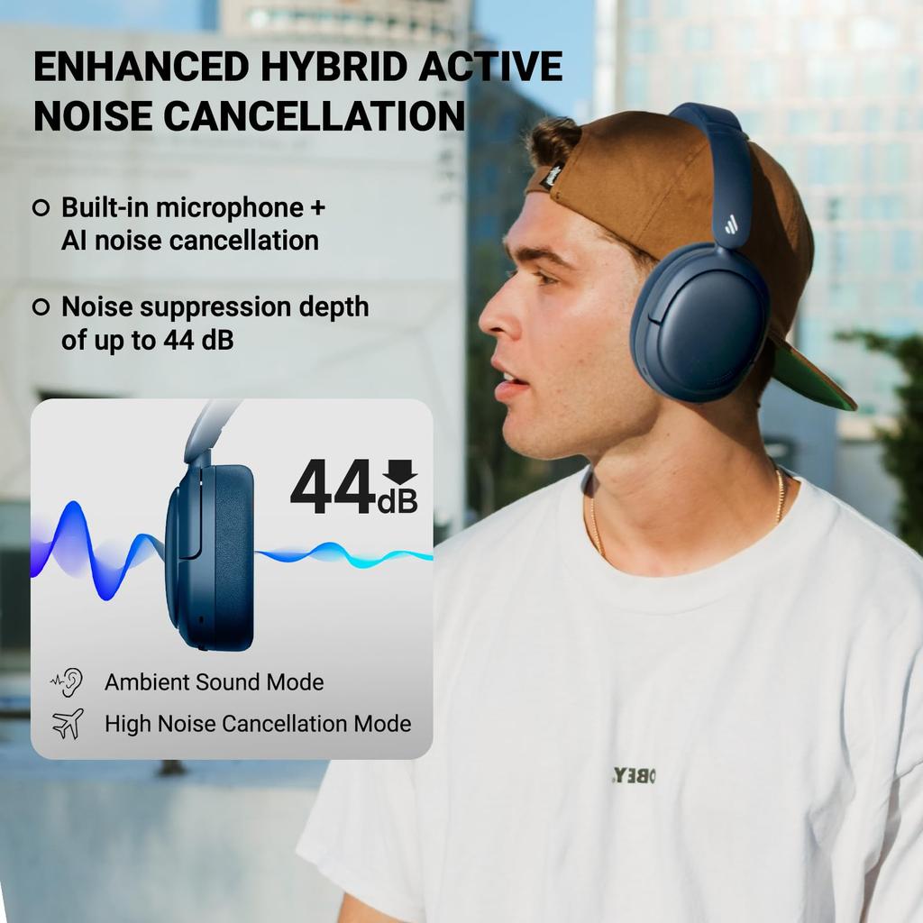 Edifier VGP Gold Award V80 Wireless Headphones Bluetooth 5.4 Hybrid ANC 44dB Noise Cancelling Hi-Res 45 Hours Playback Wired Wireless Dual Use Navy