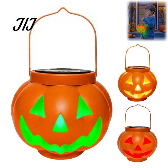 Weather Resistant Patio Lanterns Halloween Pumpkin Solar Lantern, Waterproof Outdoor Hanging Light, Orange Decorative Resin Lamps Spooky Face Lantern
