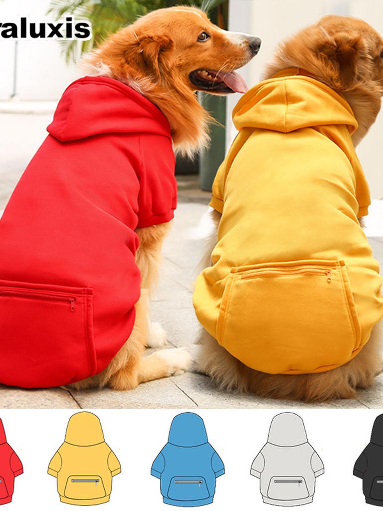 Fall Winter Fleece Golden Retriever Pocket Cat Dog Hoodie for Large Small Dogs Cats Pet Apparel