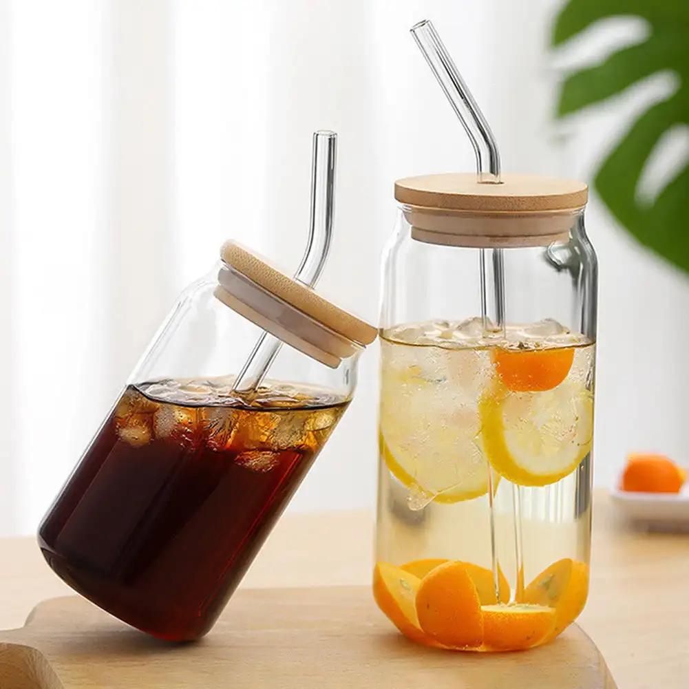 550ml/350ml Bubble Tea Cup Glass Cup Glasses With Lid And Straw Beer Mug Drinkware Cute Coffee Mug Milk Cups Kawaii Boba Cup