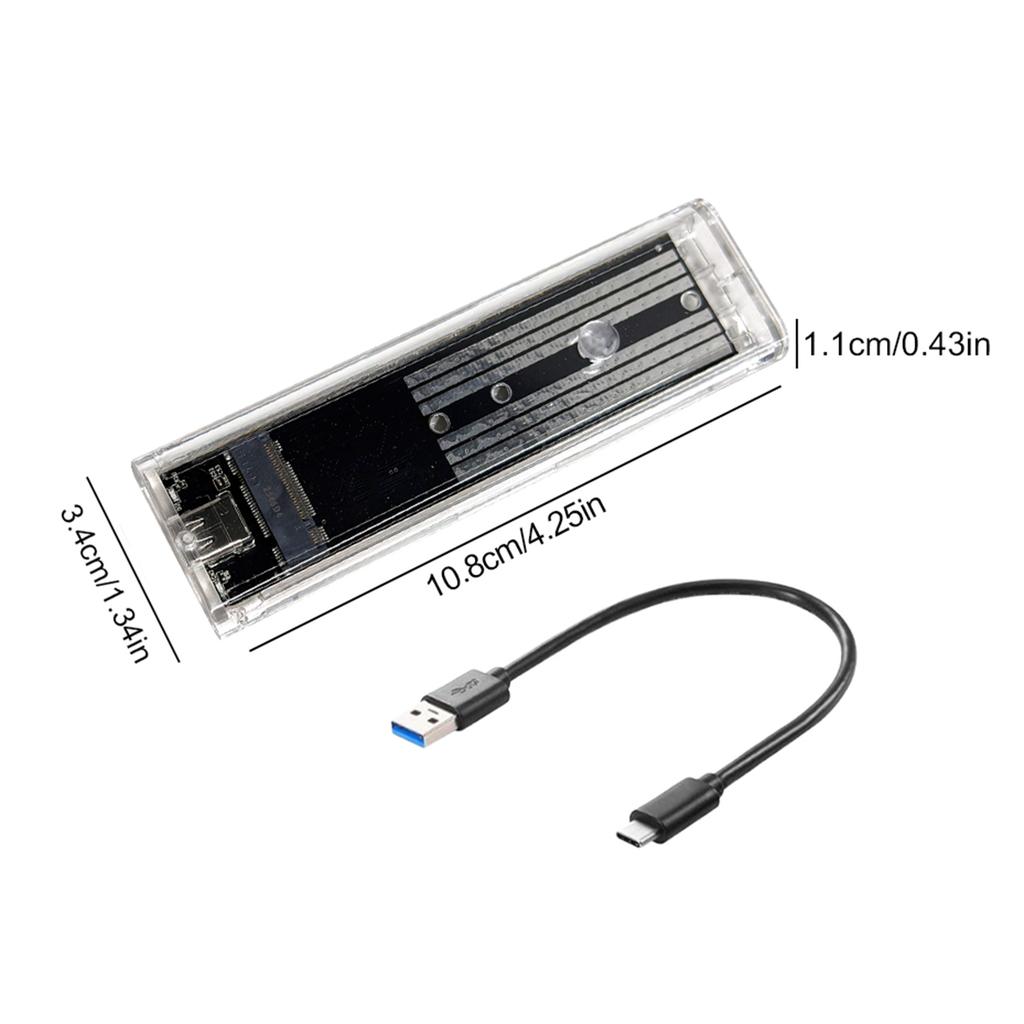 for M.2 for NGFF SATA Type C USB 3.1 Hard Disk Box 10Gbps Transparent External SSD Case Hard Disk Case for 2230 2242 2260 2280