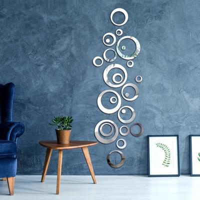 Etiqueta extraíble para pared, calcomanía de espejo acrílico para decoración del hogar, sala de estar y dormitorio (Estilo A, 48 piezas)