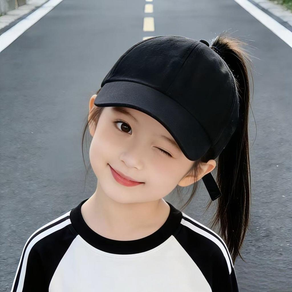 Curved Brim Half Children's Hat Solid Color Empty Top Cap Zhejiang Baseball Cap New Outdoor Leisure Ponytail