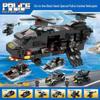 Lele Brothers Black Eagle Police Mech Vehicle, 51-in-1, Compatible with Lego Building Blocks, Assembly Toy for Boys