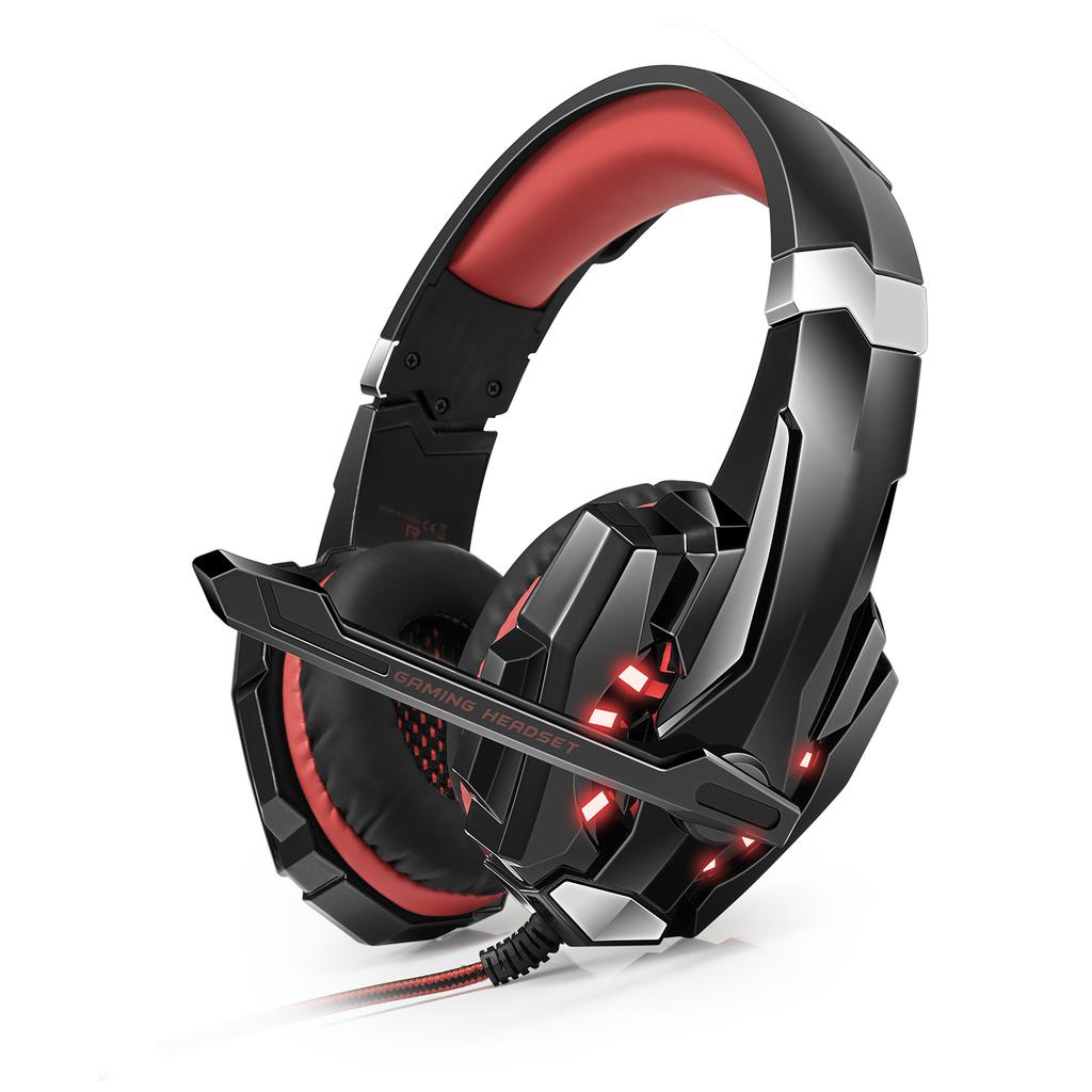 3.5mm Over Ear Game Headset, Gaming Headset with Noise Isolating Microphone, LED Light, Volume Control for Laptop,