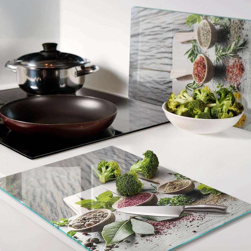 Set of Two Glass Kitchen Boards Colorful Spices 2x40x52 cm