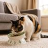 Green Rabbit Ceramic Cat Bowl Non-Slip Diagonal Pet Feeding Bowl Flower Pattern Water Bowl Cervical Vertebra Protection