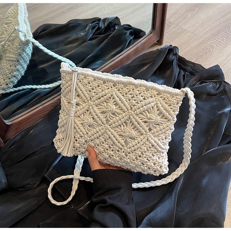 

Женская плетеная сумка из травы Модная этническая сумка через плечо белый