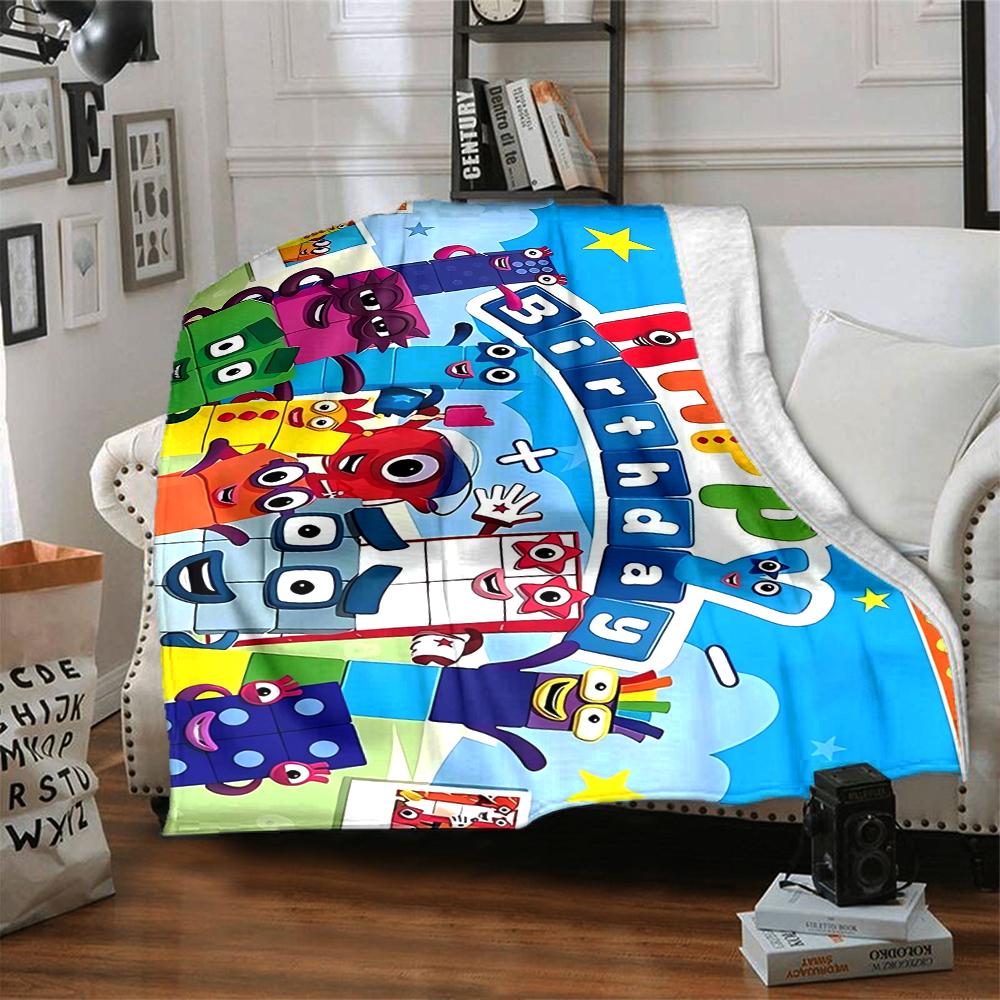 Numberblocks Theme Printed Blanket - Perfect for Couch, Bed, Travel & Outdoor Use | Machine Washable, Cozy & Durable.