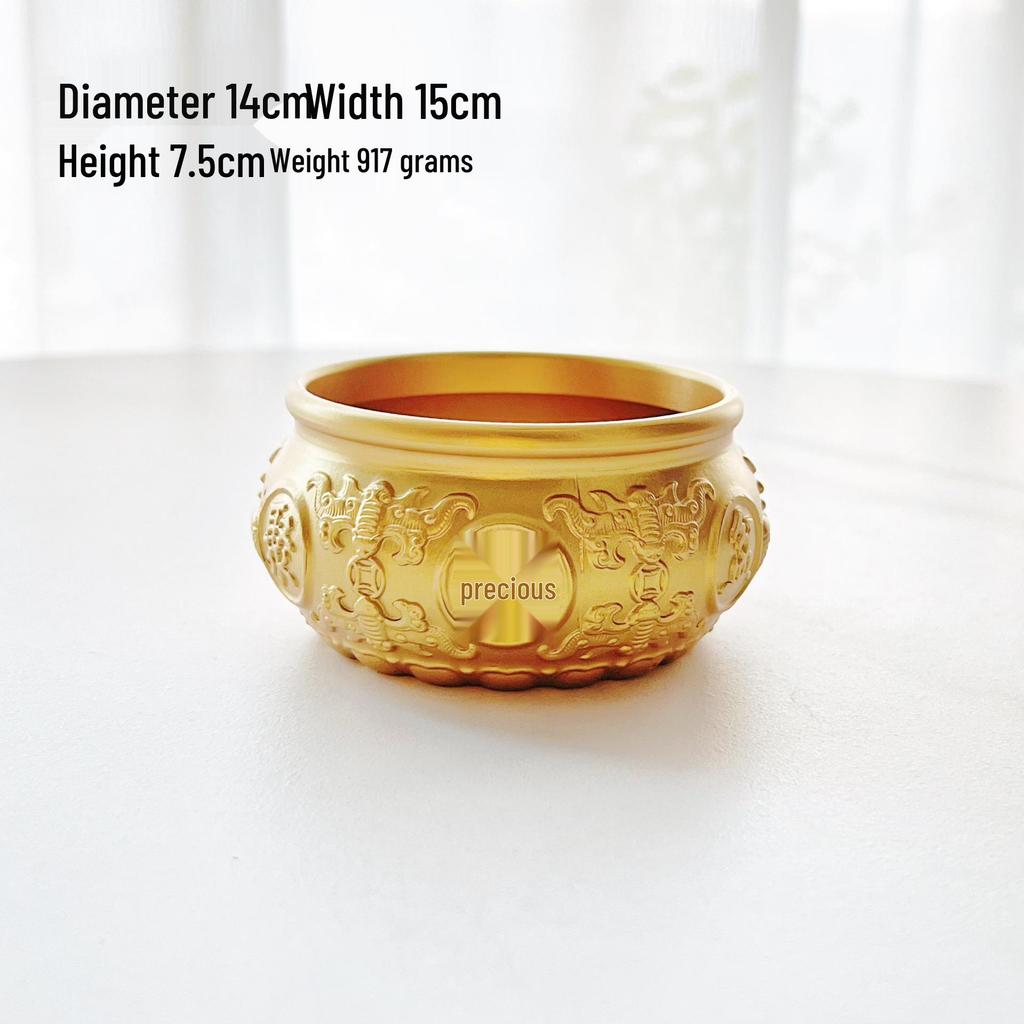 Solid Brass Eight Blessings Double Fish Money Jar