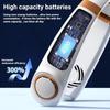 Tragbarer Nackenventilator, LED-Digitalanzeige, blattloser, stummer Mini-Elektroventilator, über USB wiederaufladbar, Nackenkühler mit 5 Geschwindigkeiten und Atmosphärenlicht