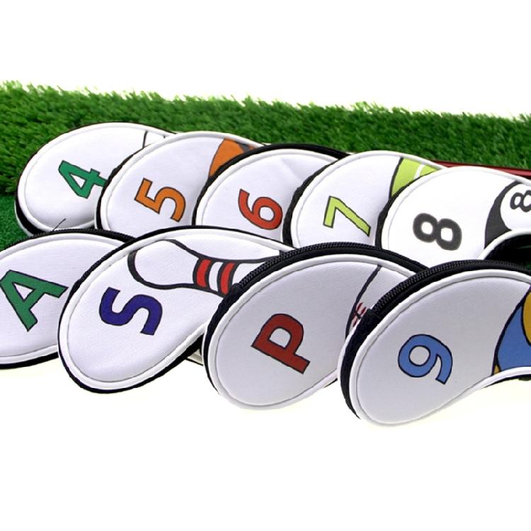 9pcs Golf Iron Head Protective Cover with Zipper Waterproof Golf Iron Head Cover Golf Accessories Gift for Golfers