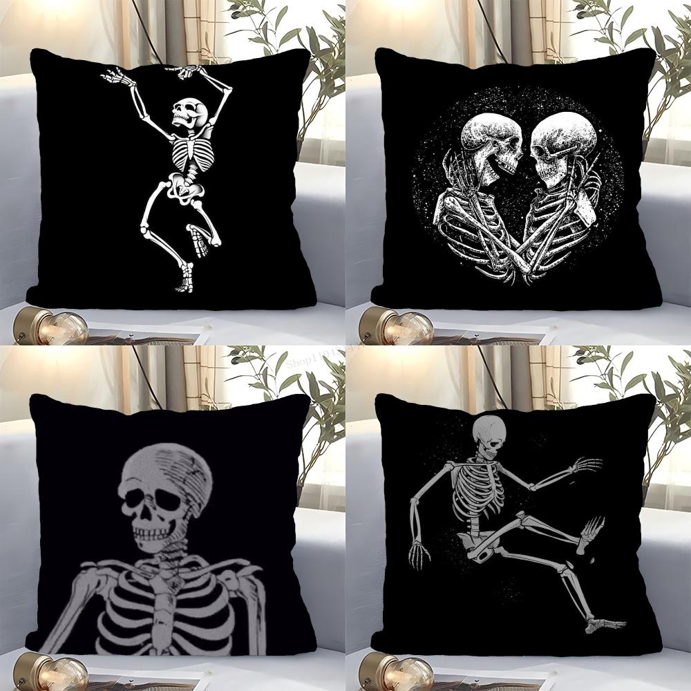 1pc Anatomical Skeleton Chalkboard Pillow Case Square Bedroom Sofa Leisure Comfort Cushion Car Living Room Home Decoration