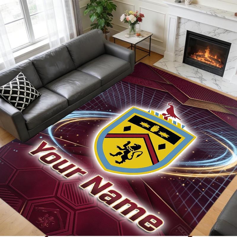 Crystal Velvet Rug Custom Name Text, Soft Non Slip Floor Mat Home DecorBurnley Football