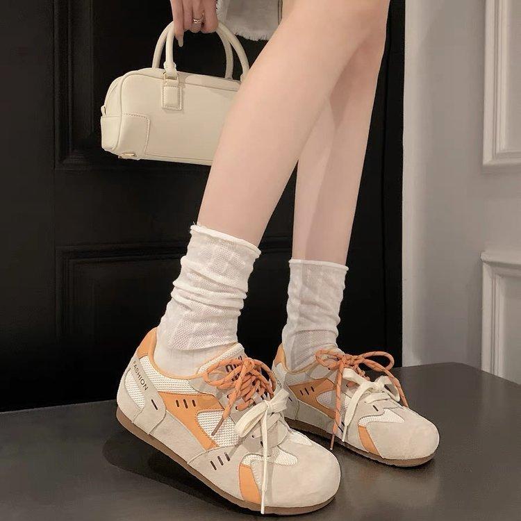 

Niche puff German training shoes women s inner height increase 2025 spring new Korean version soft-soled casual sports shoes Forrest Gump shoes 35 бежевий