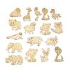 10PCS Unfinished Wood Animal Jungle Cutouts Wooden Crafts To Paint for Kids, Forest Animal Shapes Slice Craft Ornament