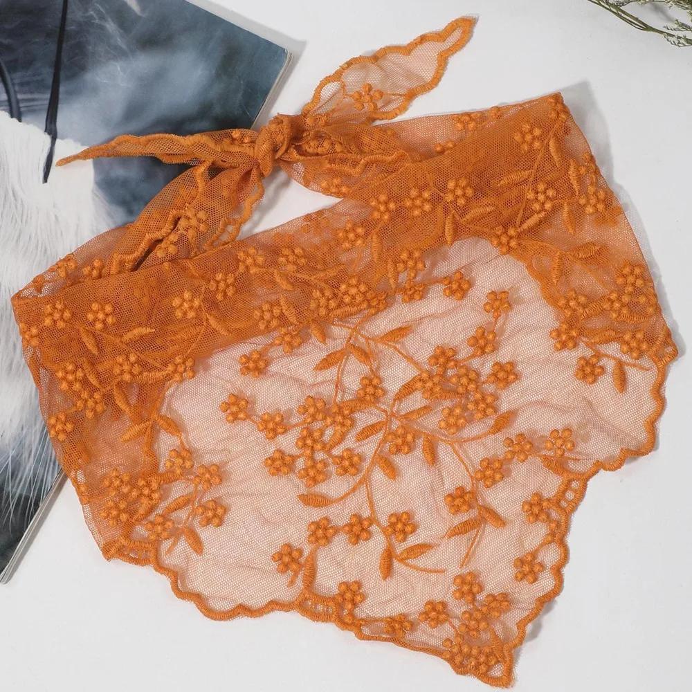 

Новый ажурный треугольный шарф с вырезами, кружевной треугольный платок на голову для девочки, повязка на запястье, волосы, очаровательная повязка на голову, шарф для офисной леди оранжевый