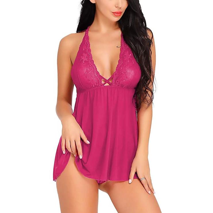 Women's Lace & Polyamide Spandex Floral Above knee Baby Doll