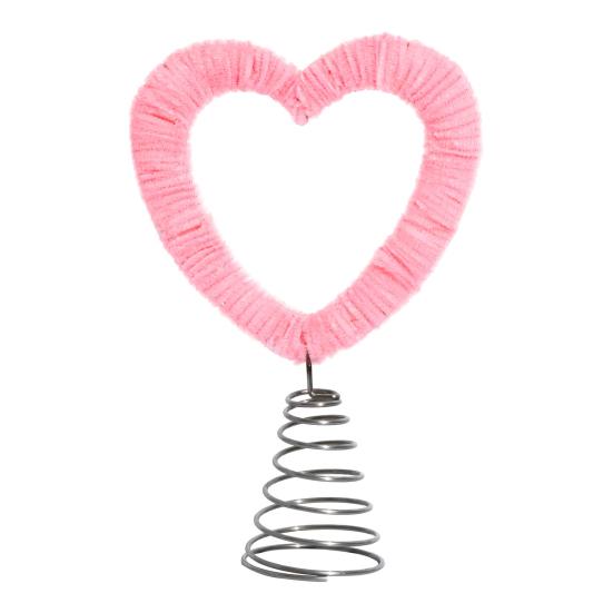 Valentine's Day Tree Topper Velvet Twist Heart Treetop Ornament Romantic Pink Heart Decoration for Home Wedding Christmas Party Supplies