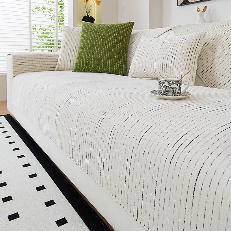 Cream Blizzard Neil Sofa Cushion Four Seasons Universal Non-Slip Cushion Cover Sofa Bed Anti-Cat Scratch Straight Row Cloth